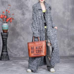 Fringed Edge Elegant Cashmere Tied Robe Coat