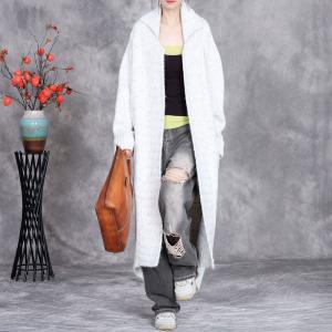 Back Slit Long Knitted Winter Trench Coatigan