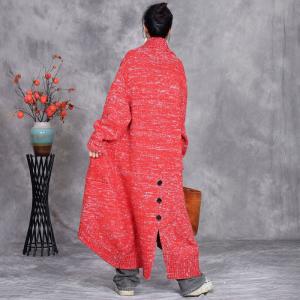 Back Slit Long Knitted Winter Trench Coatigan