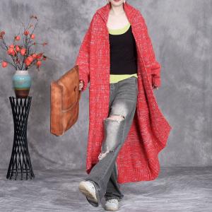 Back Slit Long Knitted Winter Trench Coatigan