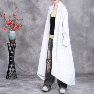 Back Slit Long Knitted Winter Trench Coatigan
