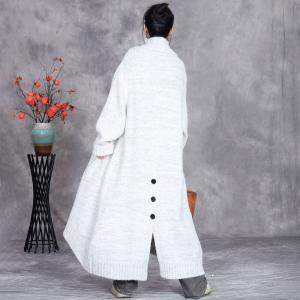 Back Slit Long Knitted Winter Trench Coatigan