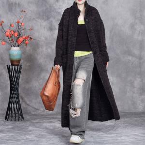 Stand Collar Thick Wool Winter Cardigan
