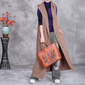 Lazy Day Knitting Hooded Long Waistcoat
