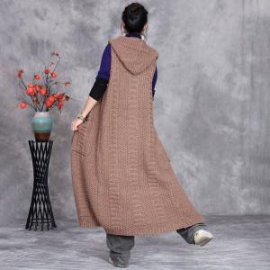 Lazy Day Knitting Hooded Long Waistcoat