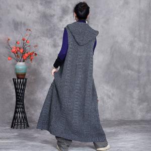 Lazy Day Knitting Hooded Long Waistcoat