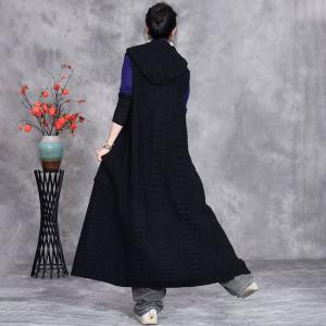 Lazy Day Knitting Hooded Long Waistcoat