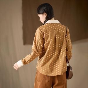 Peter Pan Collar Cotton Polka Dot Shirt