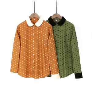 Peter Pan Collar Cotton Polka Dot Shirt