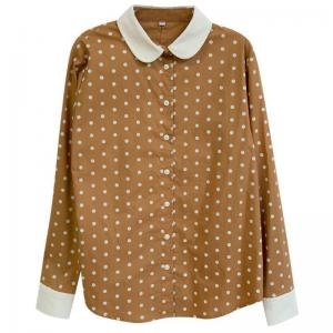 Peter Pan Collar Cotton Polka Dot Shirt