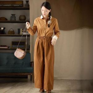 Peter Pan Collar Cotton Polka Dot Shirt
