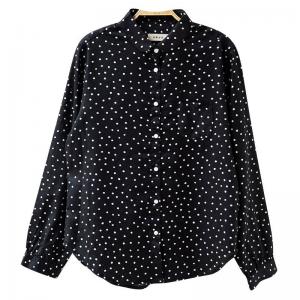 Business Elegant White Dotted Black Blouse