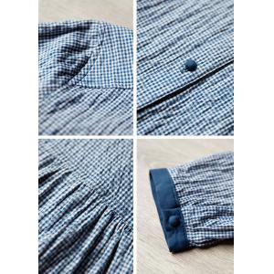 Blue Hems Button Down Plaid Ladies Shirt