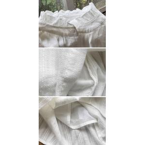Cotton Jacquard Ruffled Collar White Peasant Blouse