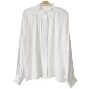 Cotton Jacquard Ruffled Collar White Peasant Blouse