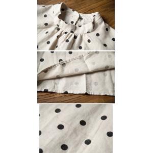 French Chic Puff Sleeves Loose Linen Polka Dot Blouse
