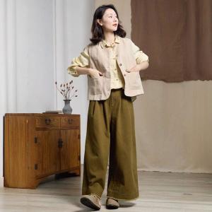 Hollow Out Linen Baggy Yellow Blouse