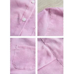 Polo Neck Pinstriped Pink Oversized Blouse