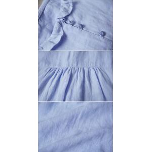 Baby Blue Loose Linen Boho Blouse