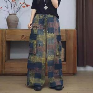 90s Fashion Letter Prints Wide Leg Jeans