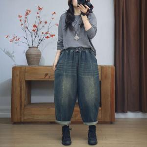 Relax-Fit Stone Wash Fleeced Winter Ankle Jeans