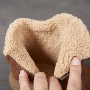 Lamb Wool Lining Leather Winter Ankle Boots