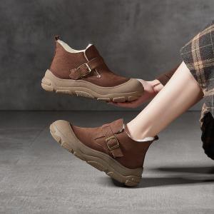 Buckle Sheep Lined Short Snow Boots for Women