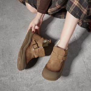 Buckle Sheep Lined Short Snow Boots for Women