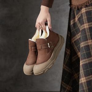 Buckle Sheep Lined Short Snow Boots for Women