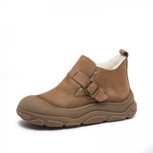 Buckle Sheep Lined Short Snow Boots for Women