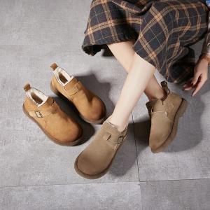Chunky Heels Sheep Lining Winter Suede Boots