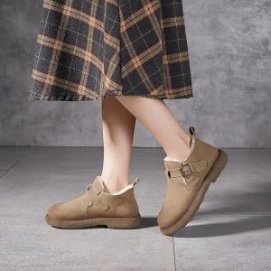 Chunky Heels Sheep Lining Winter Suede Boots