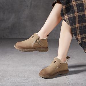 Chunky Heels Sheep Lining Winter Suede Boots