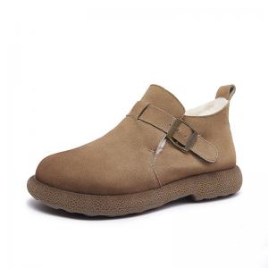 Chunky Heels Sheep Lining Winter Suede Boots