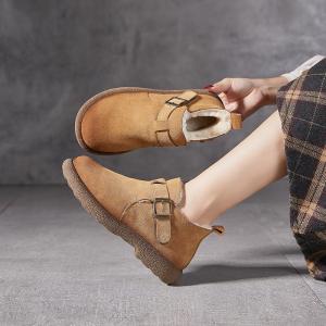 Chunky Heels Sheep Lining Winter Suede Boots