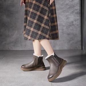 Round Toe Warm Lining Wedge Chelsea Boots