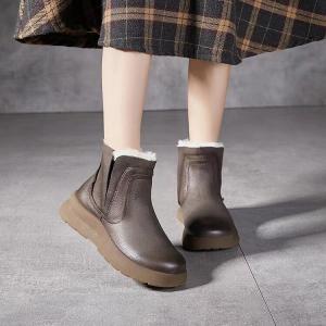 Round Toe Warm Lining Wedge Chelsea Boots
