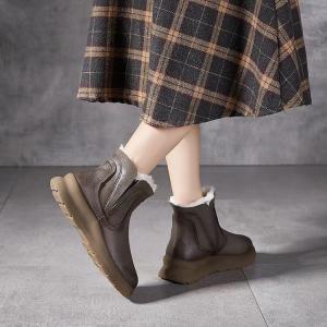 Round Toe Warm Lining Wedge Chelsea Boots