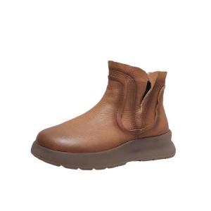 Round Toe Warm Lining Wedge Chelsea Boots