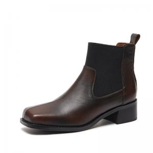 High Quality Square Toe Patent Leather Boots