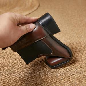 High Quality Square Toe Patent Leather Boots