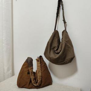 Cotton Linen Boho Casual Crossbody Tote Bag