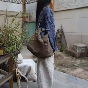 Cotton Linen Boho Casual Crossbody Tote Bag