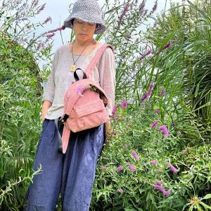 Casual Dusty Pink Cotton Linen Backpack Purse