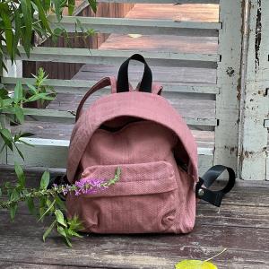 Casual Dusty Pink Cotton Linen Backpack Purse