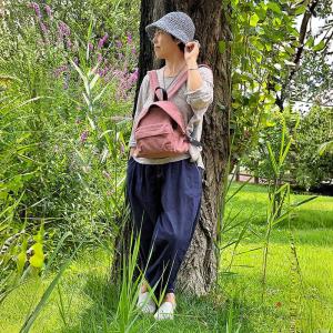 Casual Dusty Pink Cotton Linen Backpack Purse