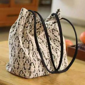 Lazy Day Printed Cotton Linen Bucket Shoulder Purse