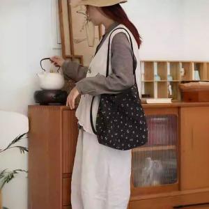Lazy Day Printed Cotton Linen Bucket Shoulder Purse