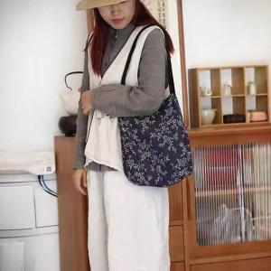 Lazy Day Printed Cotton Linen Bucket Shoulder Purse