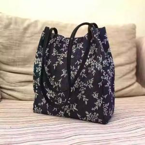 Lazy Day Printed Cotton Linen Bucket Shoulder Purse